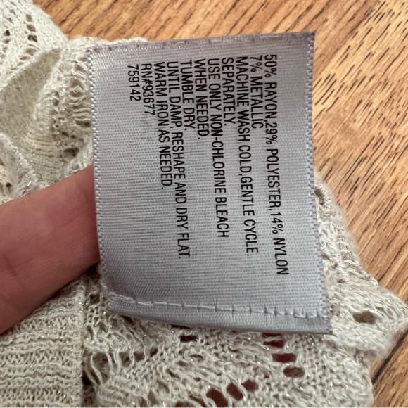 ✨ Worthington Lace Cream & Golden Sparkle Sweater Size XL LIKE NEW - Picture 9 of 10